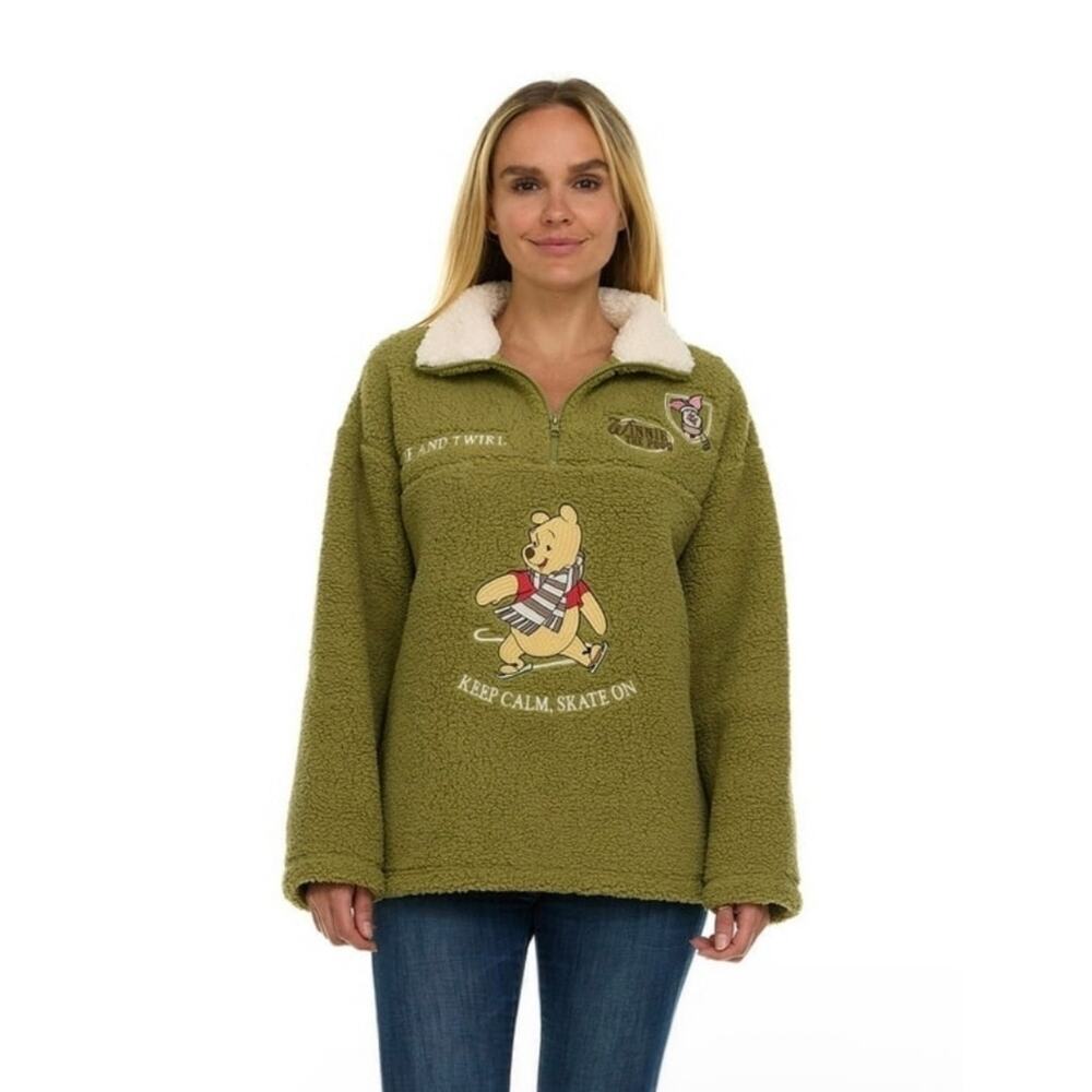 Disney Winnie The Pooh Sherpa 1/4 Zip Pullover Size XXL Cozy